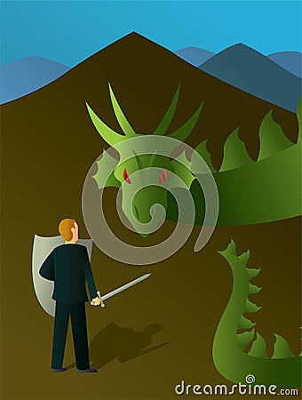 Slaying the Dragon Vector Illustration