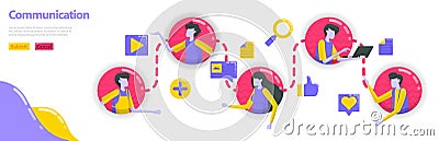 Illustration of communication. people are connected to each other in communication and community line. social media connects Vector Illustration