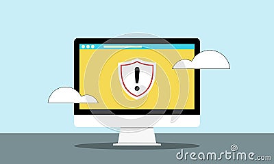 Illustration of computer system problem with Ransomware. Cybersecurity and information security incidence concept. System error Stock Photo