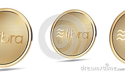 Illustration Concept of golden Libra coins with logo on top Editorial Stock Photo