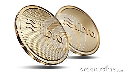 Illustration Concept of golden Libra coins with logo on top Editorial Stock Photo