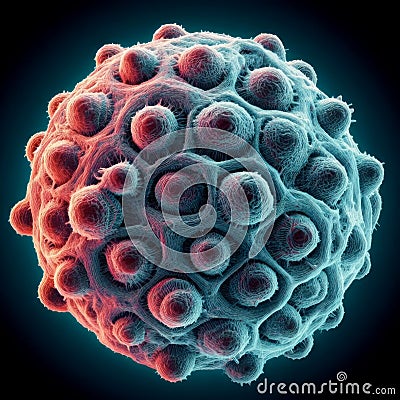 illustration of conceptual pollen or microorganism seen under a electron microscope. Generative Ai Cartoon Illustration