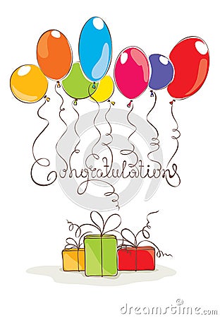 Illustration -- Congratulation with balloons Stock Photo