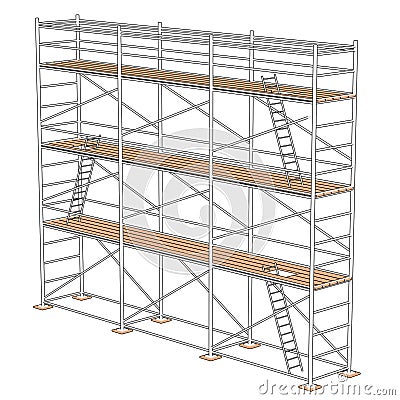 Illustration of construction scaffolding Cartoon Illustration