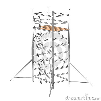 Illustration of construction scaffolding Cartoon Illustration