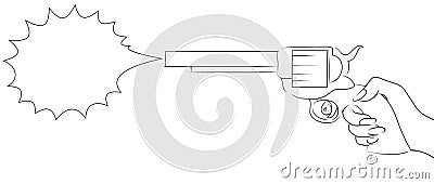 Illustration with the contour of a female hand with a gun Vector Illustration