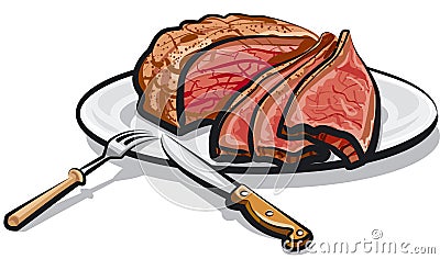 Roast beef meat Vector Illustration
