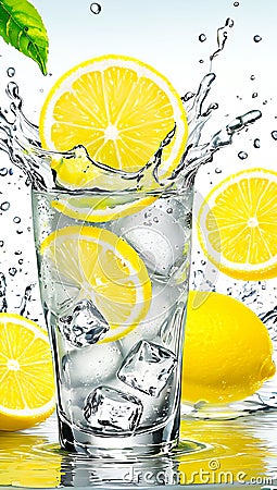 Illustration of a cool, delicious glass of pure lemonade Stock Photo