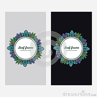 Illustration of cool leaf round frames Vector Illustration