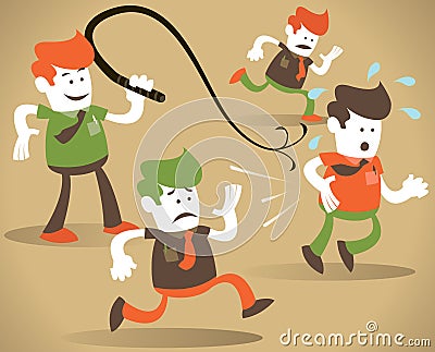 Corporate Guy cracks the whip Vector Illustration