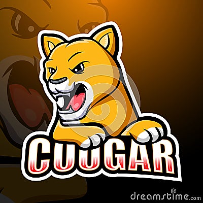 Cougar mascot esport logo design Vector Illustration