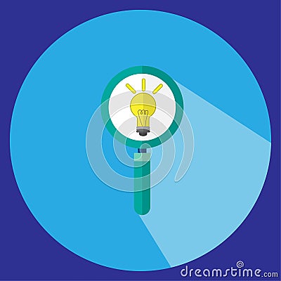 An illustration is a cough, a light magnifier in blue circle. Can be used in various tasks. Vector Illustration