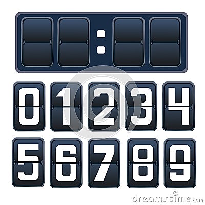 illustration of a countdown timer, mechanical scoreboard Cartoon Illustration