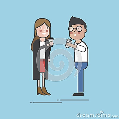 Illustration of couple drink coffee Stock Photo