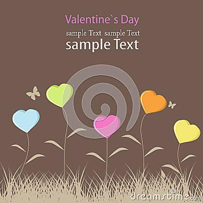 Illustration of a creative postcard design for valentine`s day with sample text Cartoon Illustration