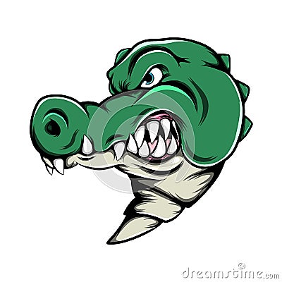 The crocodile head with the sharp teeth pose from the side Vector Illustration