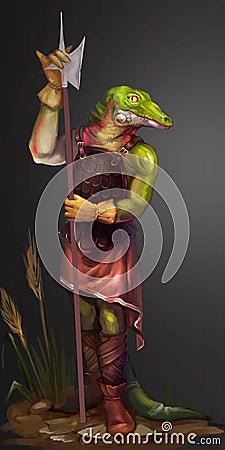 Illustration of a crocodile with a spear Stock Photo