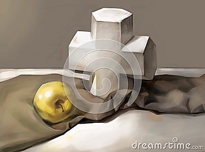 Illustration of a cross and an Apple Stock Photo