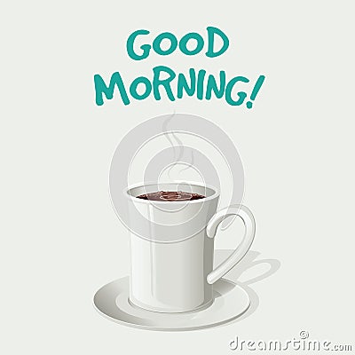 Illustration of a cup of coffee with the words good morning - Vector eps10 Vector Illustration