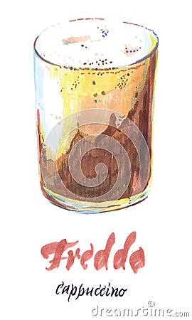 Illustration of cup of Freddo cappuccino Vector Illustration