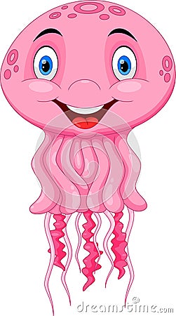 Cute and adorable pink Jelly fish smile Stock Photo