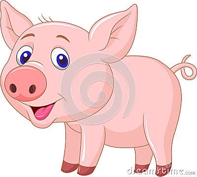 Cute baby pig cartoon Vector Illustration