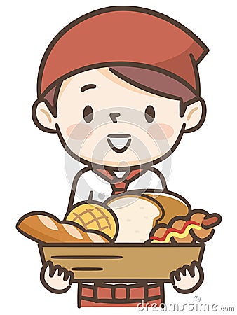Illustration of a cute bakery woman smiling Vector Illustration