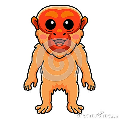 Cute bald uakari monkey cartoon standing Vector Illustration