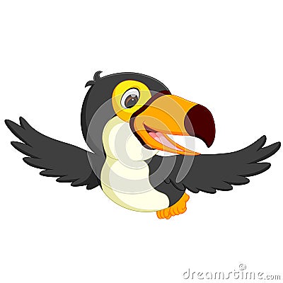 Cute bird toucan flying Vector Illustration