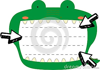 Cute caiman noteboard Vector Illustration