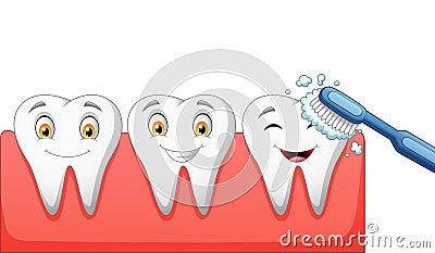 Cute cartoon brushing teeth and great for your health Stock Photo