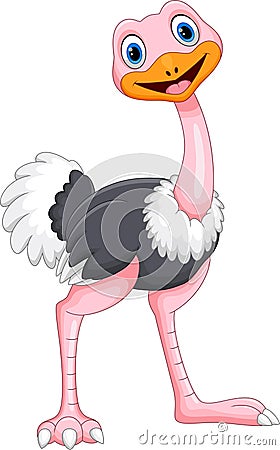 Cute Cartoon ostrich Stock Photo