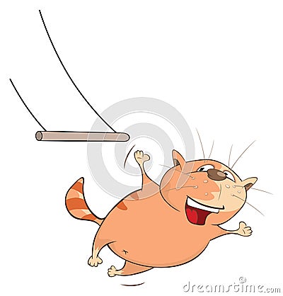 Illustration of a Cute Cat Acrobat. Cartoon Character Vector Illustration