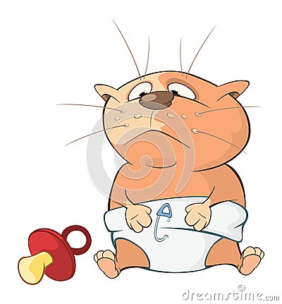 Illustration of a Cute Cat. Cartoon Character Vector Illustration