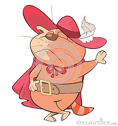 Illustration of a Cute Cat. King's Musketeer. Cartoon Character Stock Photo