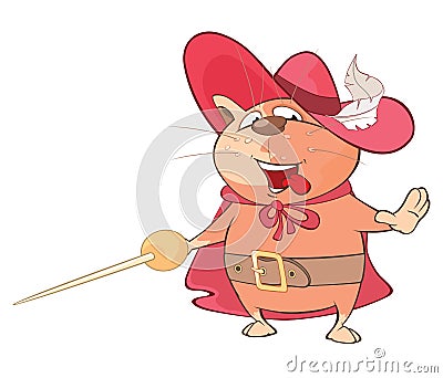 Illustration of a Cute Cat. King's Musketeer. Cartoon Character Vector Illustration