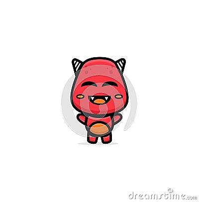 Illustration of cute character red monster Vector Illustration