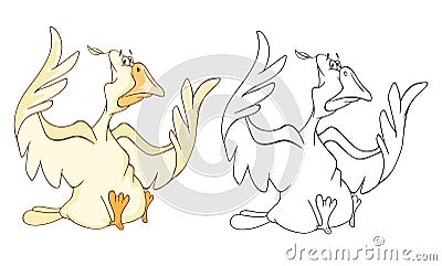 Illustration of a Cute Cockerel. Cartoon Character. Coloring Book Vector Illustration