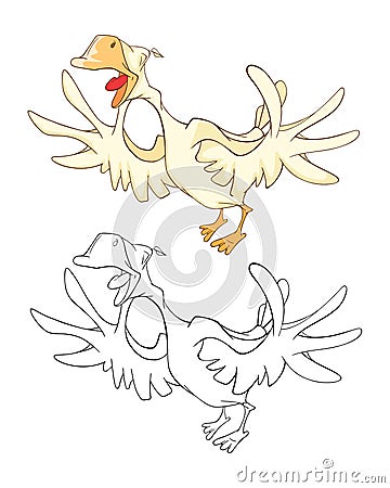 Illustration of a Cute Cockerel. Cartoon Character. Coloring Book Vector Illustration