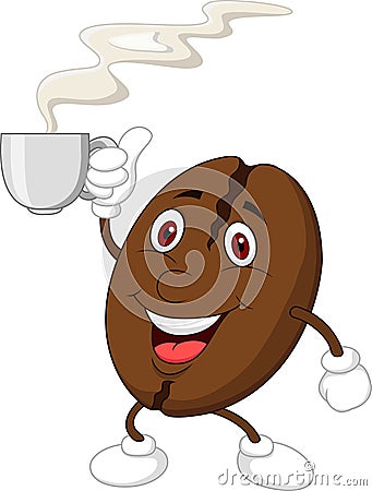 Cute coffee bean cartoon character Vector Illustration