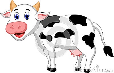 Cute Cow Cartoon Vector Illustration