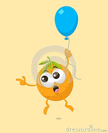 Illustration of cute flying orange mascot Vector Illustration