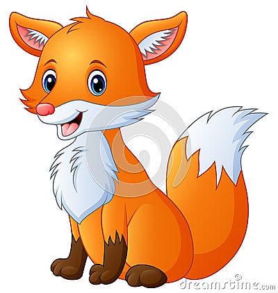 Cute fox cartoon Vector Illustration