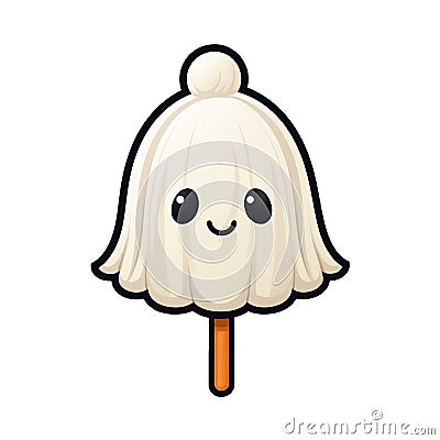 Illustration of a cute and friendly Halloween Broomstick, set against a white background Cartoon Illustration
