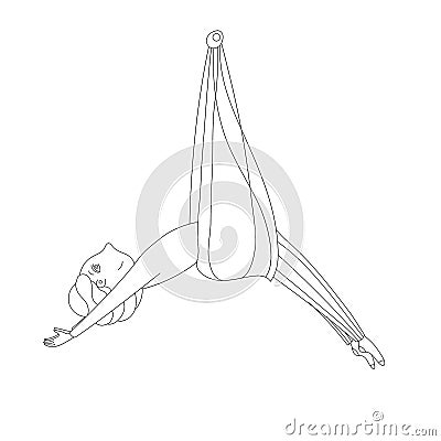 Illustration of a cute girl doing aerial yoga. flying yoga Vector Illustration