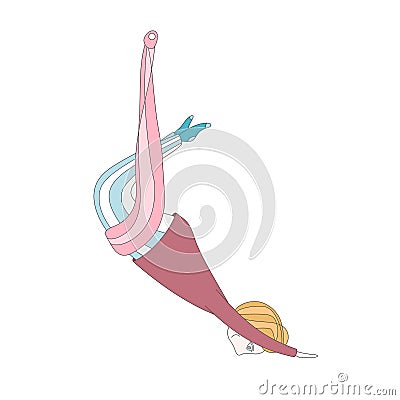 Illustration of a cute girl doing aerial yoga Vector Illustration