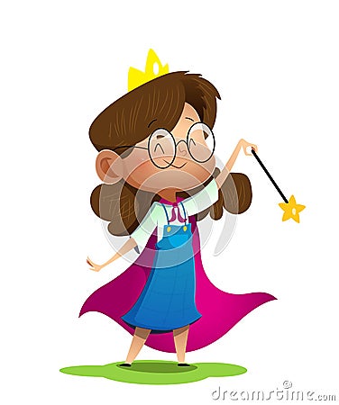 Illustration of a cute girl dressed like princess Vector Illustration