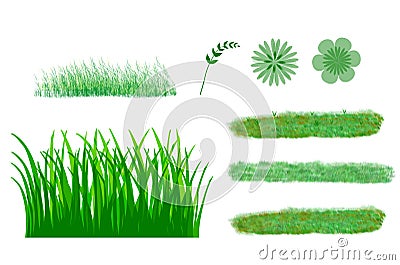 Illustration of cute grass set Stock Photo