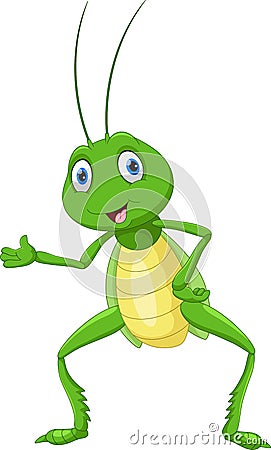 Cute grasshopper presenting Stock Photo