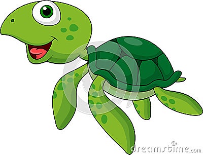 Green turtle cartoon Vector Illustration